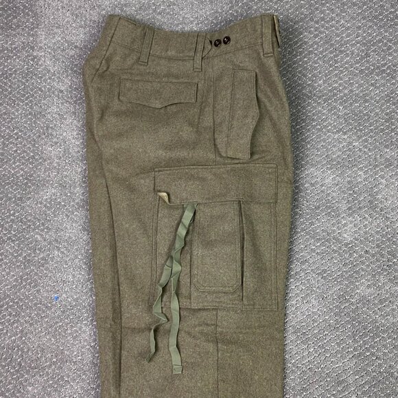 NWOT Vintage 1962 M&S German Military Pants Mens 28 x 30 Olive Cargo Wool Heavy - Picture 4 of 14